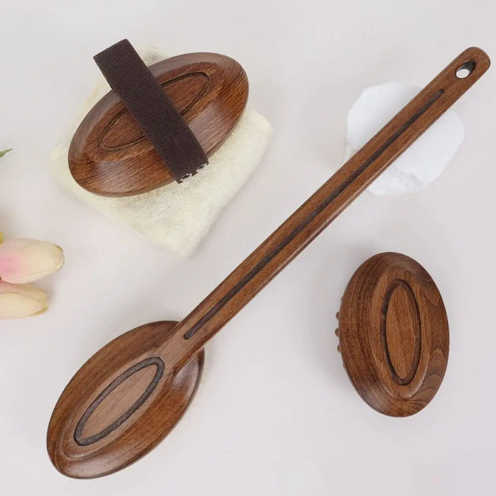 Scrubbing Brush Wood Long Handle Hair Brush Soft Bristles Ergonomic Shower Back Scrub Comfortable Back Scrubber Skin Cleanser