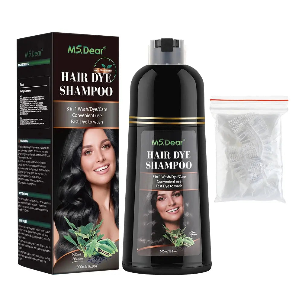 Hair Color Shampoo for Gray Hair 3 in 1 Black Hair Dye Shampoo for Women&Men Natural Herbal Safety Nourishing Hair Care Cream Femina Worldwide