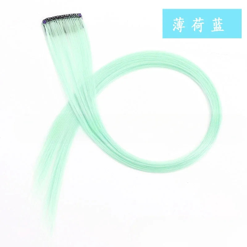 13 Colors Colorful Party Highlight Clip in Straight Hair Extensions for Girls 50cm Y2K Multi-Color Hair Synthetic Hairpieces