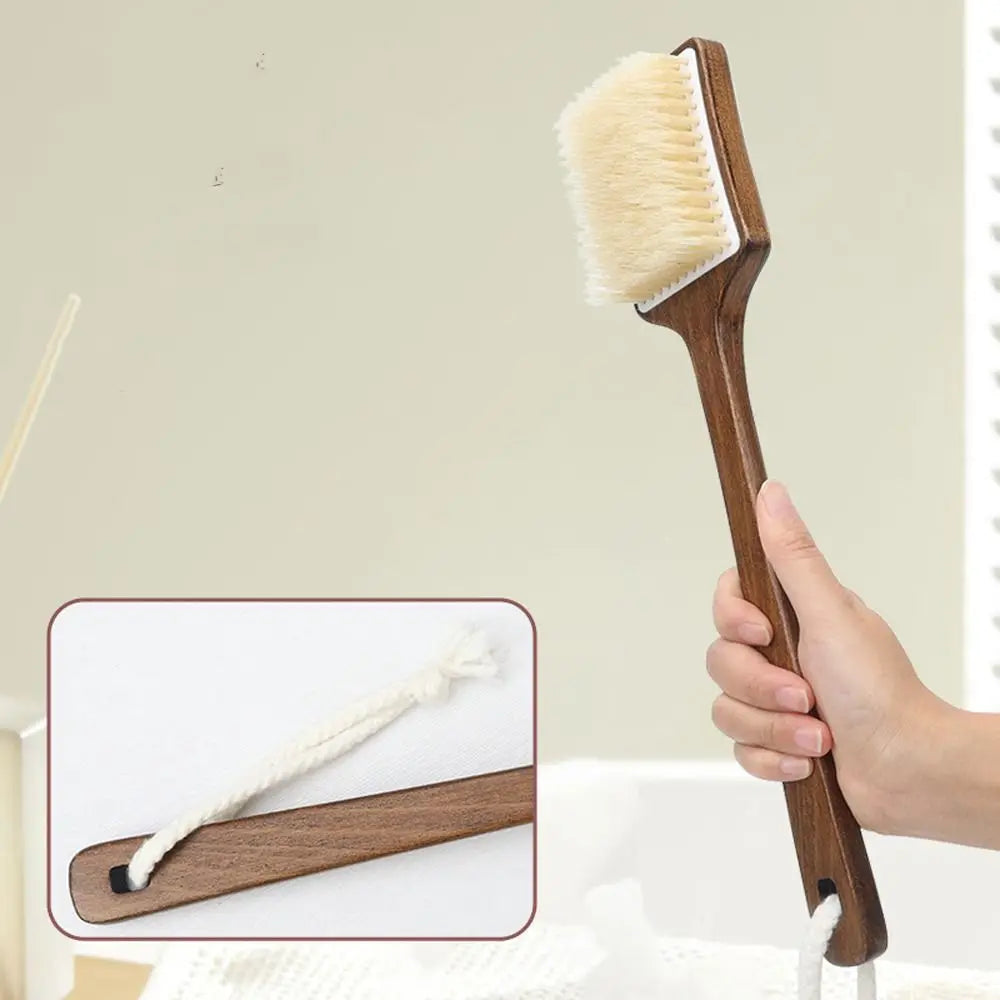Scrubbing Brush Wood Long Handle Hair Brush Soft Bristles Ergonomic Shower Back Scrub Comfortable Back Scrubber Skin Cleanser