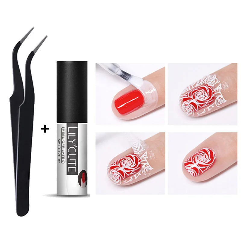 LILYCUTE Nail Art Peel Off Latex Liquid Tape Glue Protect Nail Polish Varnish Anti-Overflow Latex Skin Care Nail Tools