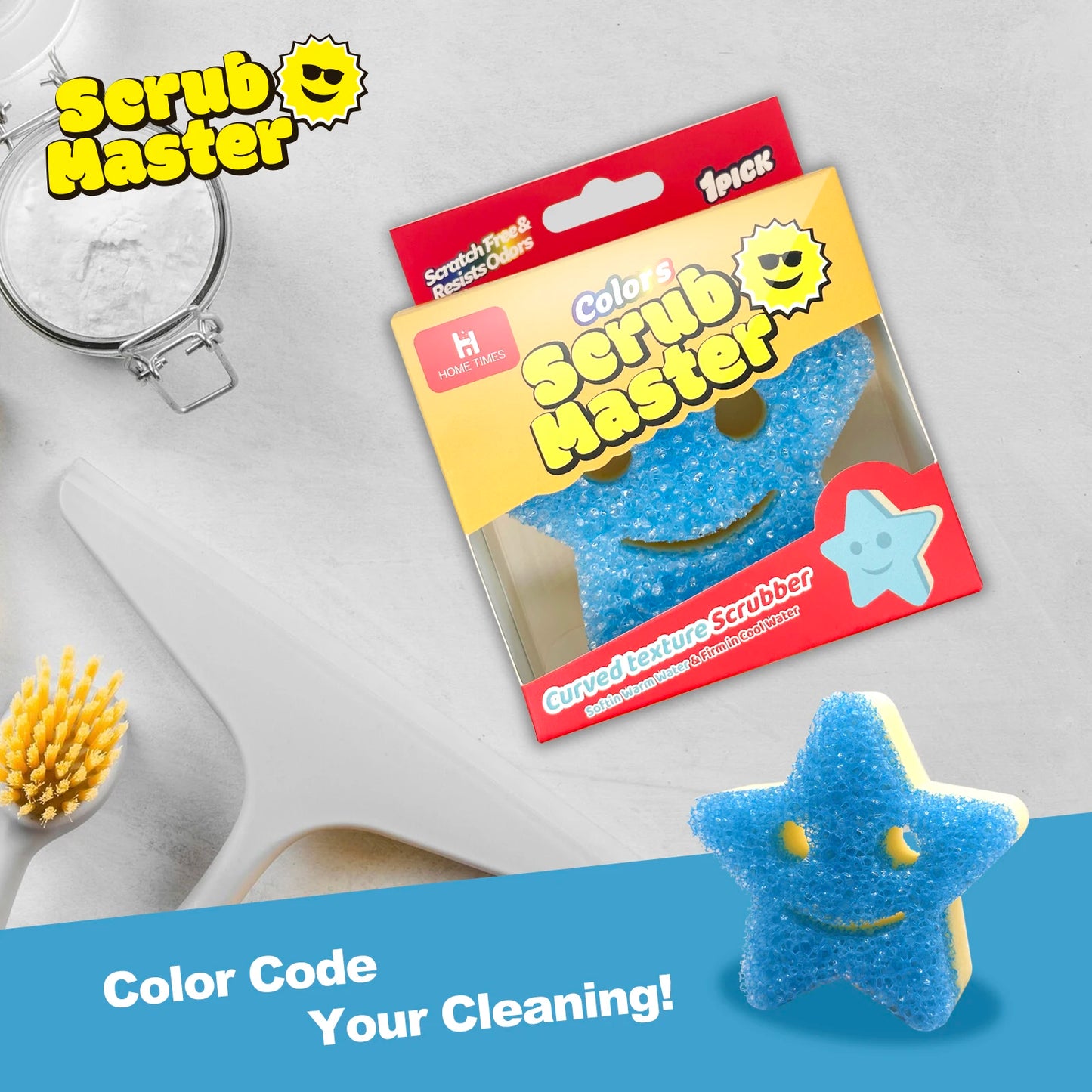 Scrub Master - Scratch-Free Multipurpose Dish Sponge - BPA Free & Made with Polymer Foam - Stain & Odor Resistant Kitchen Sponge