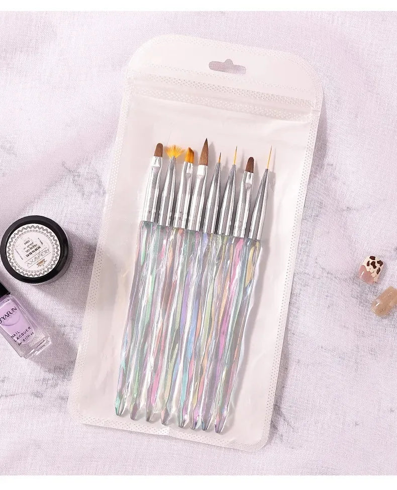 Nail Brush Phototherapy Tools 8 Pieces Painted Painting Pen Set Painting Drawing Brush Nail Enhancement Tools Uv Gel Brush Pen
