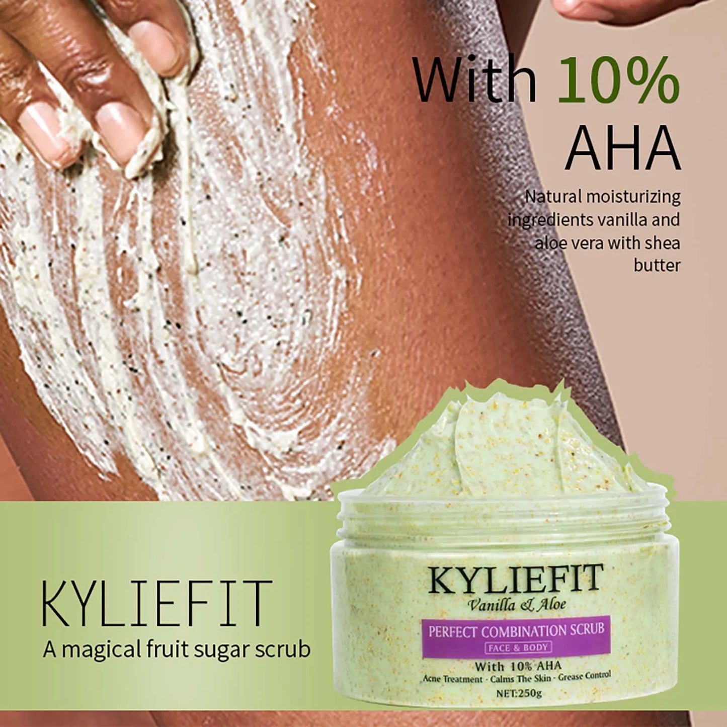 Natural Body Scrub - Moisturizing and Exfoliating Body, Face, Hand, Foot Scrub - Lightening, Fine Lines & Wrinkles, Skin Glowing