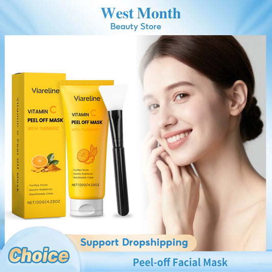 Peel-Off Facial Mask Deep Cleansing Brightening Shrink Pores Blackhead Remover Repair Moisturizing Turmeric Peel-Off Facial Mask