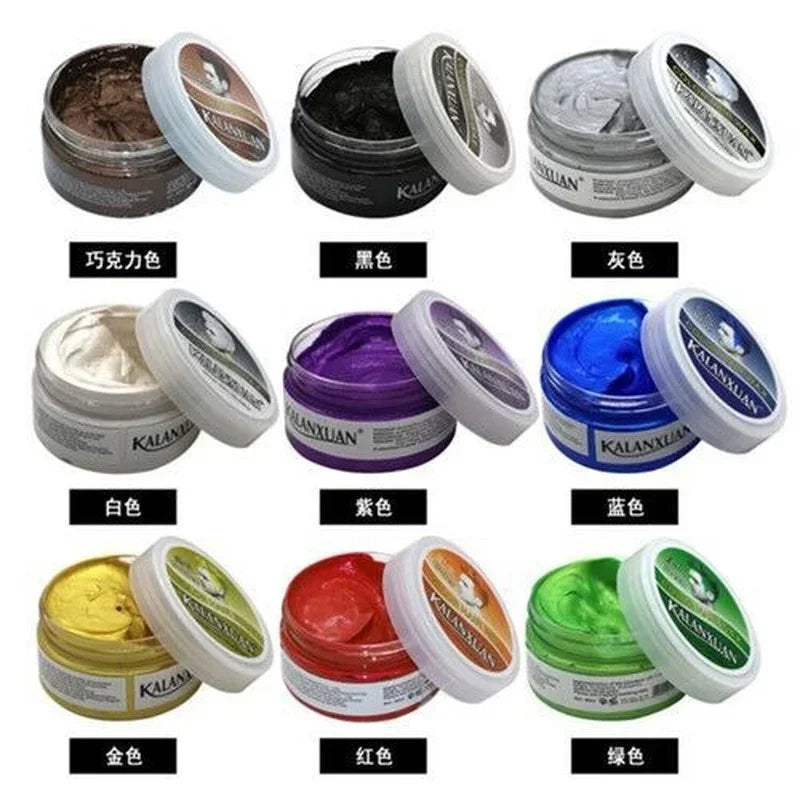 9 Color Hair Colors Wax Dye Temporary Molding Paste 8 Color Blue Burgundy Grandma Gray Green Hairs Dye Wax Mud Styling Pomade