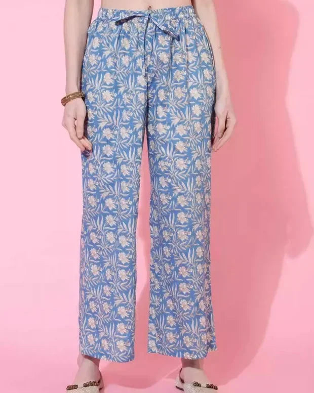 Indian Style Blue Pure Cotton Floral Dress With Printed Casual Daily Three Piece Set Shivering Indian Saree Indian Sari