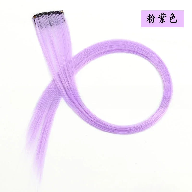 13 Colors Colorful Party Highlight Clip in Straight Hair Extensions for Girls 50cm Y2K Multi-Color Hair Synthetic Hairpieces