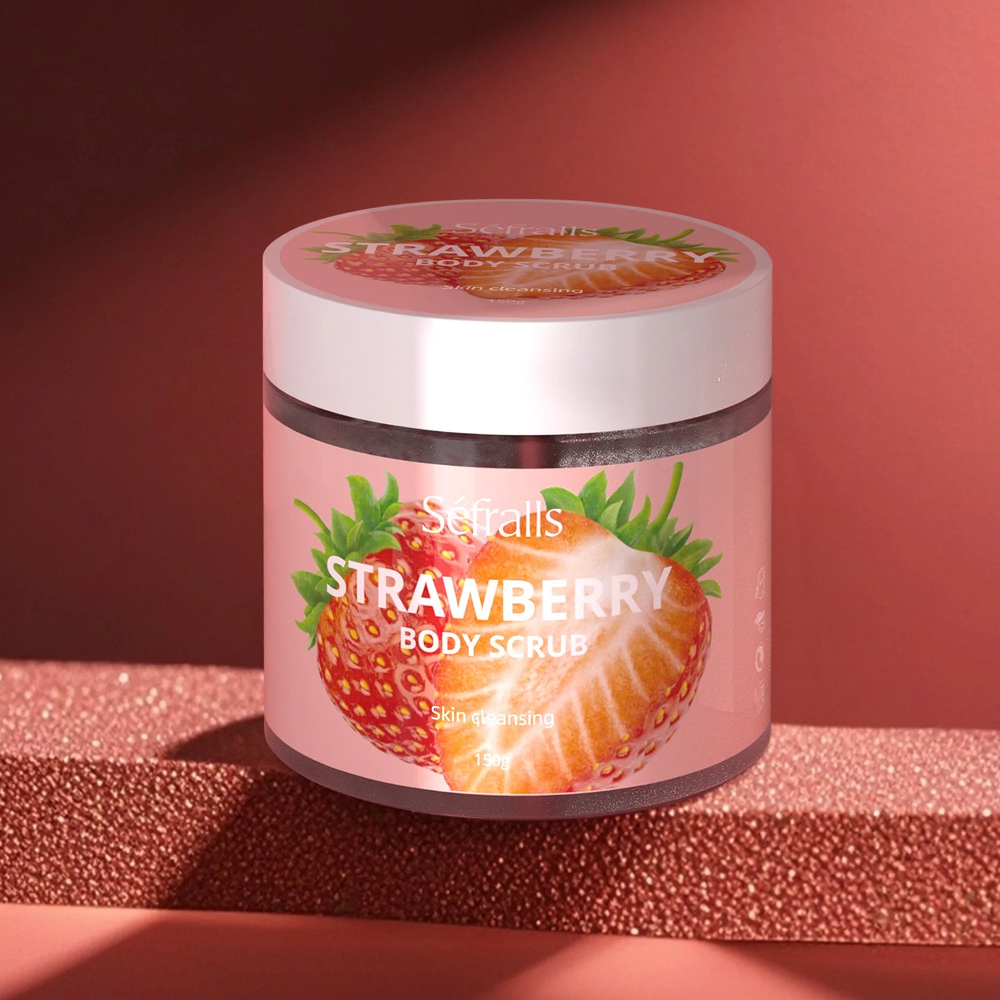 Séfralls Strawberry Body Scrub 150g Exfoliating & Hydrating Body Scrub, Sugar Scrub, Moisturize Smooth Cleansing Skin