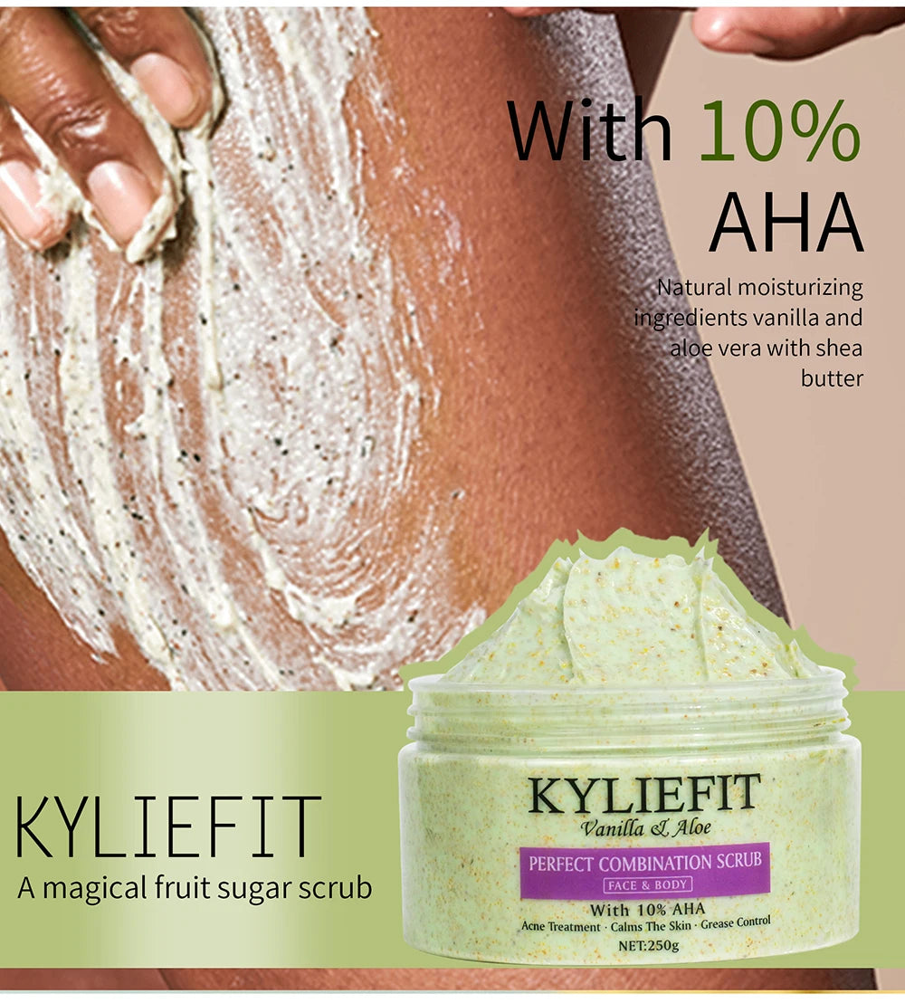 Natural Body Scrub - Moisturizing and Exfoliating Body, Face, Hand, Foot Scrub - Lightening, Fine Lines & Wrinkles, Skin Glowing