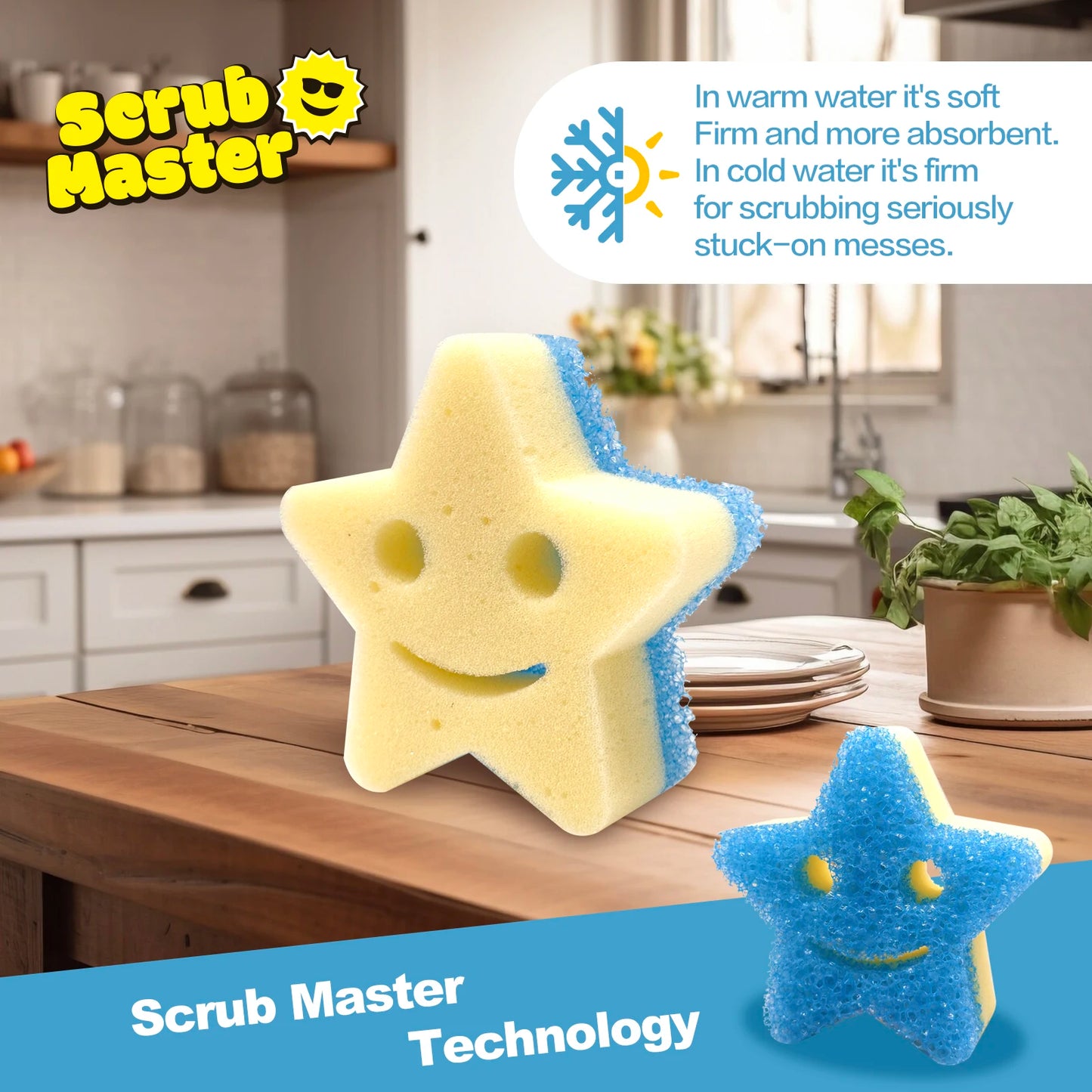 Scrub Master - Scratch-Free Multipurpose Dish Sponge - BPA Free & Made with Polymer Foam - Stain & Odor Resistant Kitchen Sponge