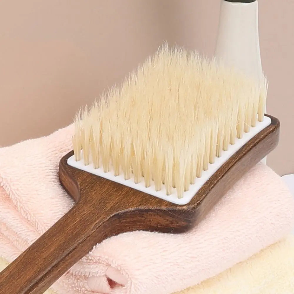 Scrubbing Brush Wood Long Handle Hair Brush Soft Bristles Ergonomic Shower Back Scrub Comfortable Back Scrubber Skin Cleanser