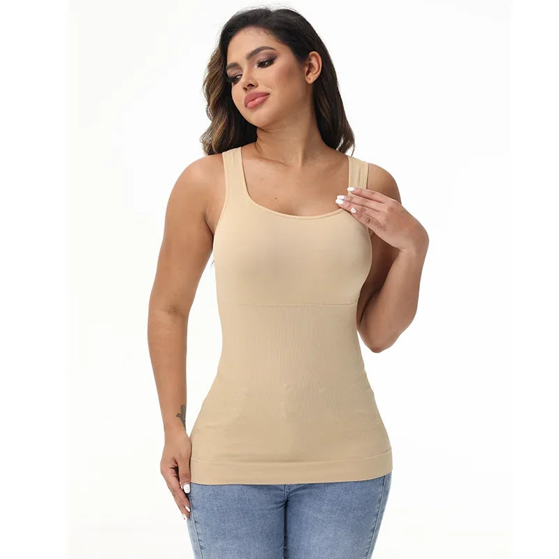 Shapewear for Women Seamless Camisole Compression Vest Tummy Control Body Shaper Waist Trainer Underwear Square Neck Tank Top