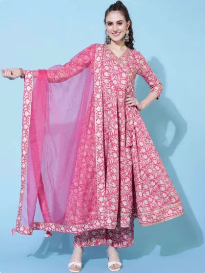 India Women's Clothing 3-piece Set Of Pure Cotton Printed Dresses