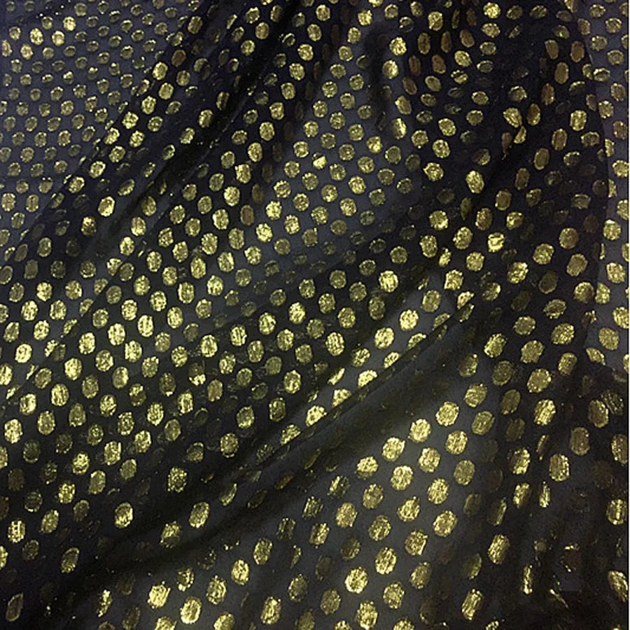 Blue Saree Fabric Shimmer Silk Metallic Shiny Hijab Scarf Craft DIY Sewing Material