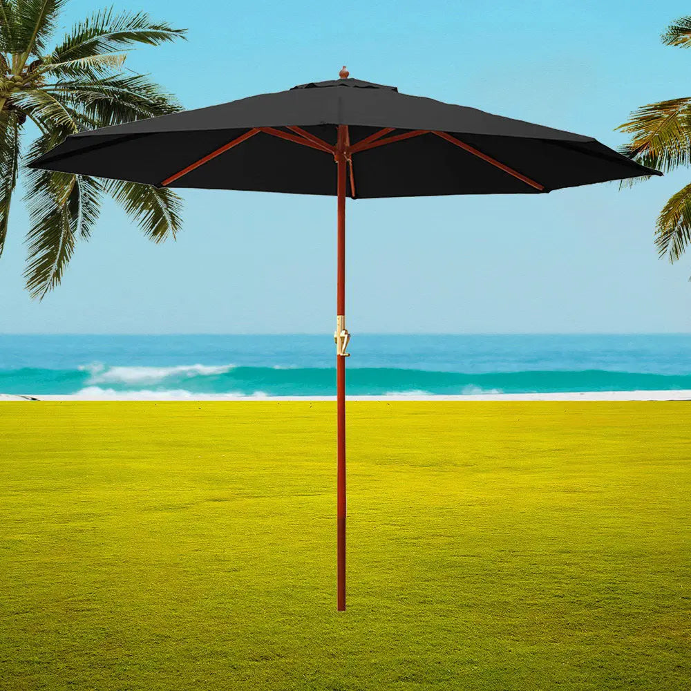 Instahut 3m Outdoor Umbrella Pole Umbrellas Beach Garden Sun Stand Patio Black Femina Worldwide