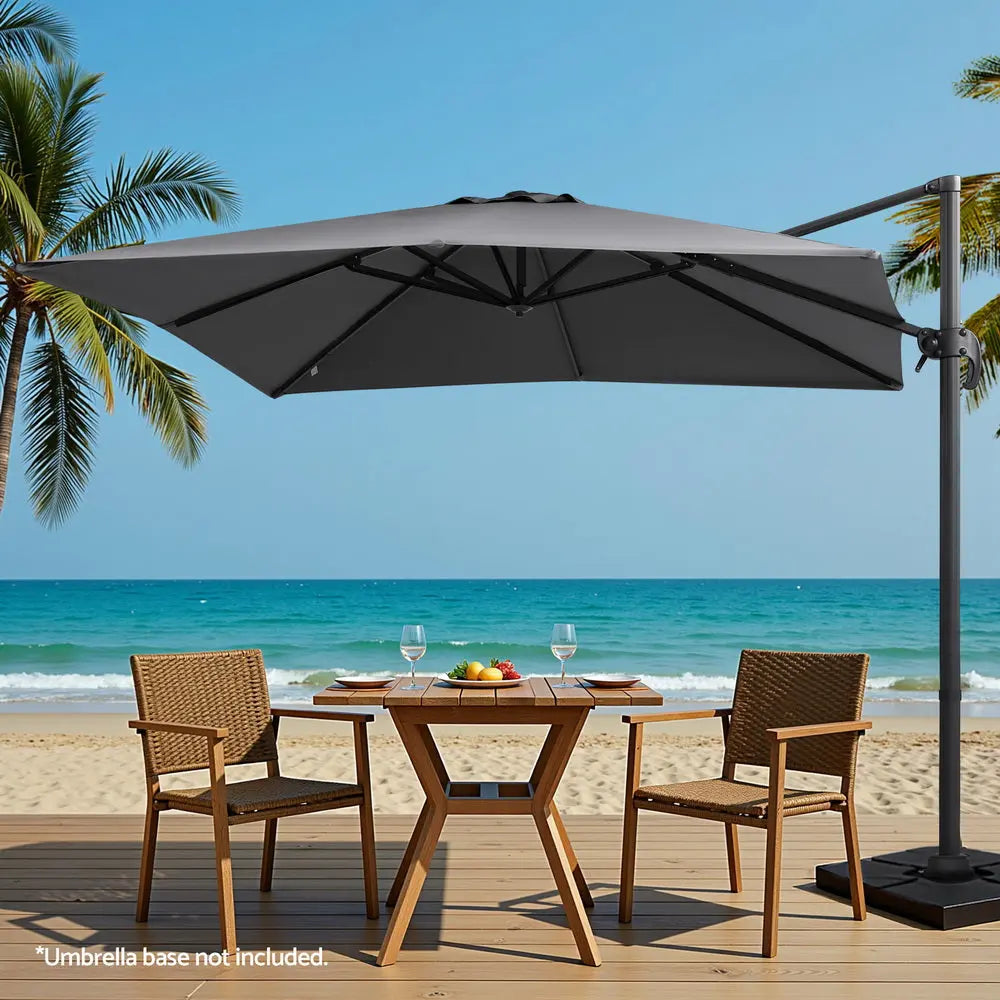 Instahut Outdoor Umbrella 3m Umbrellas Cantilever Stand Sun Roma 360 Degree Charcoal Femina Worldwide