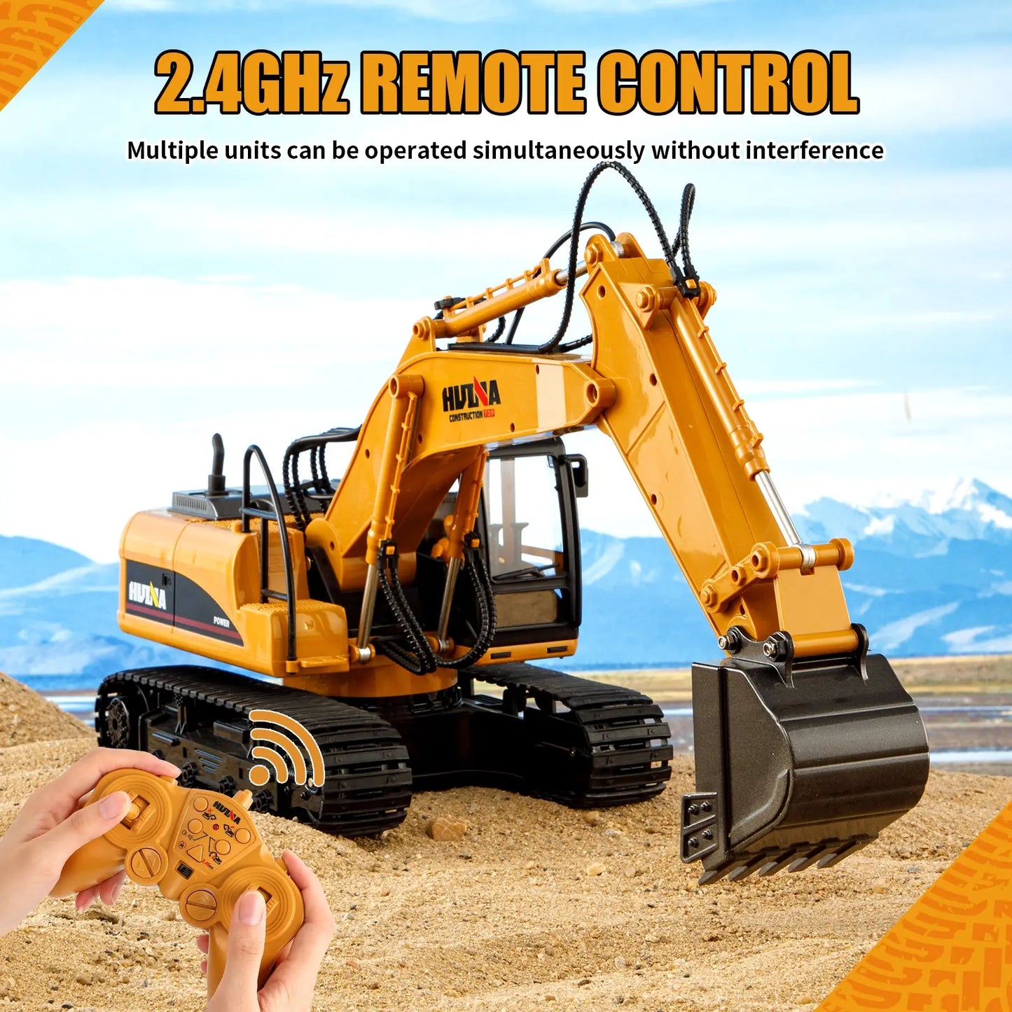 HUINA 1/14 RC Electric Excavator 1535 Remote Control Digger 15CH 2.4G Radio Finished Toy Model Battery Sound Light Effects Hobby Grade Model for Ages 14+ Femina Worldwide