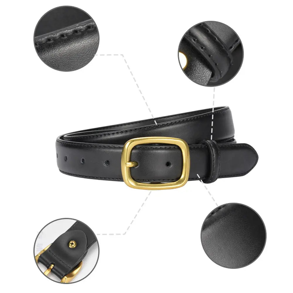 Classic Leather Belts for Women, Joyreap Genuine Leather Womens Belts with Gold Buckle (Khaki) Femina Worldwide
