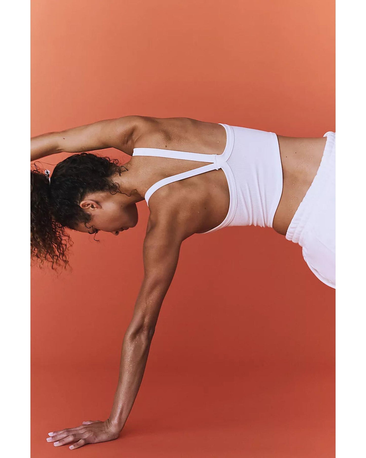 White Athletic Ribbed Cropped Cami Top - XL