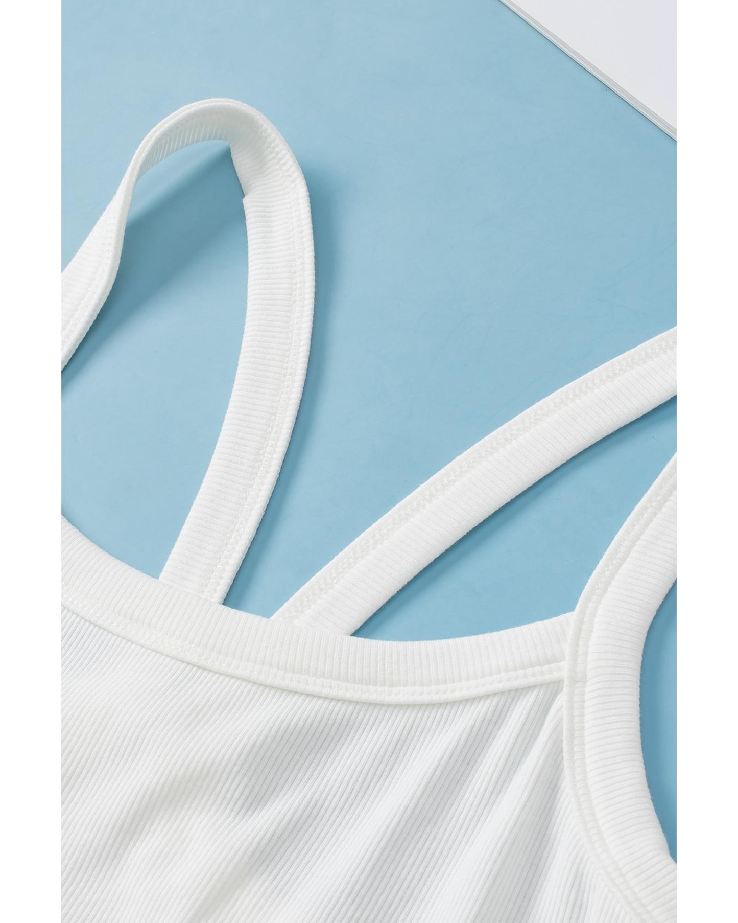 White Athletic Ribbed Cropped Cami Top - XL