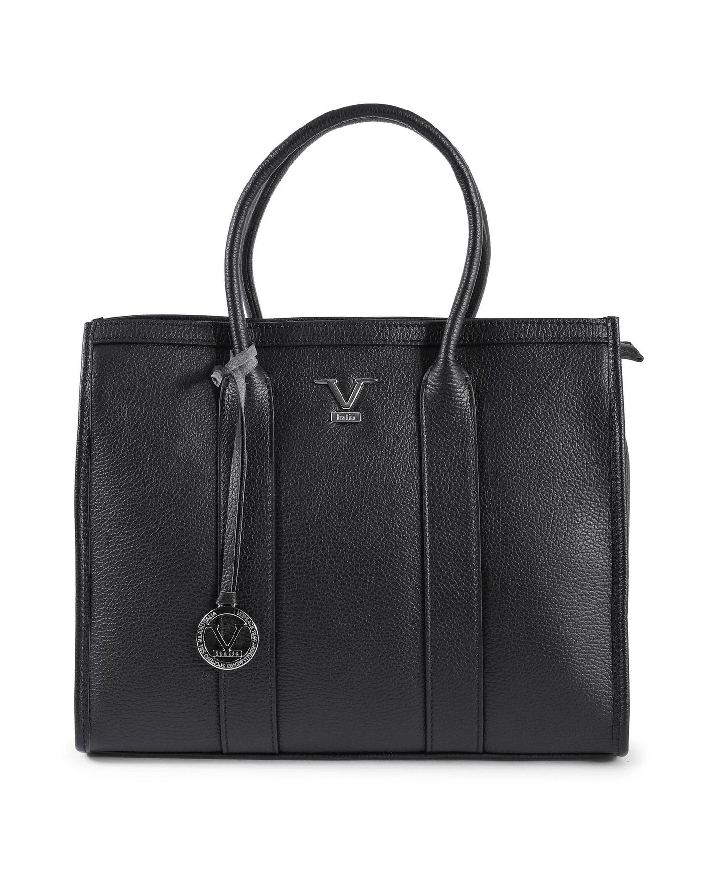 V Italia Black Tote Bag V Italia Leather Tote Bag Women's V Italia Black Tote Bag - One Size