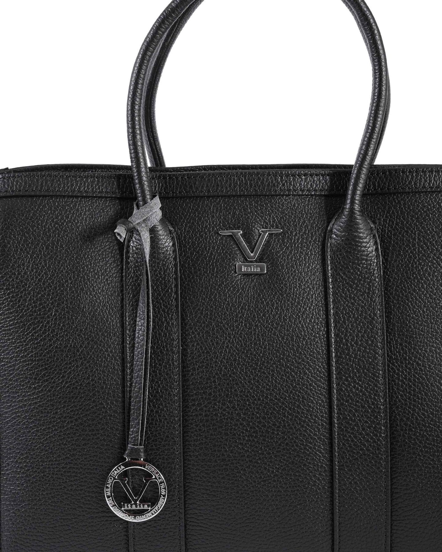 V Italia Black Tote Bag V Italia Leather Tote Bag Women's V Italia Black Tote Bag - One Size