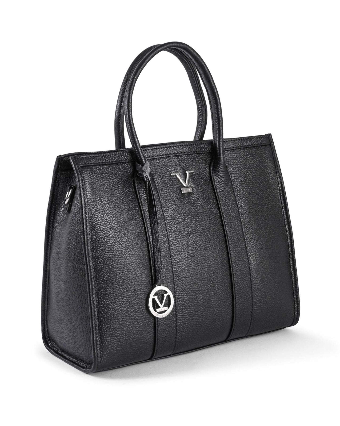 V Italia Black Tote Bag V Italia Leather Tote Bag Women's V Italia Black Tote Bag - One Size