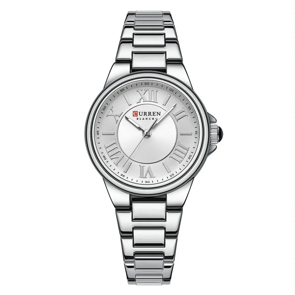 Waterproof Women Watch with Steel Strap - Casual Design - Rose Shell Blue Femina Worldwide