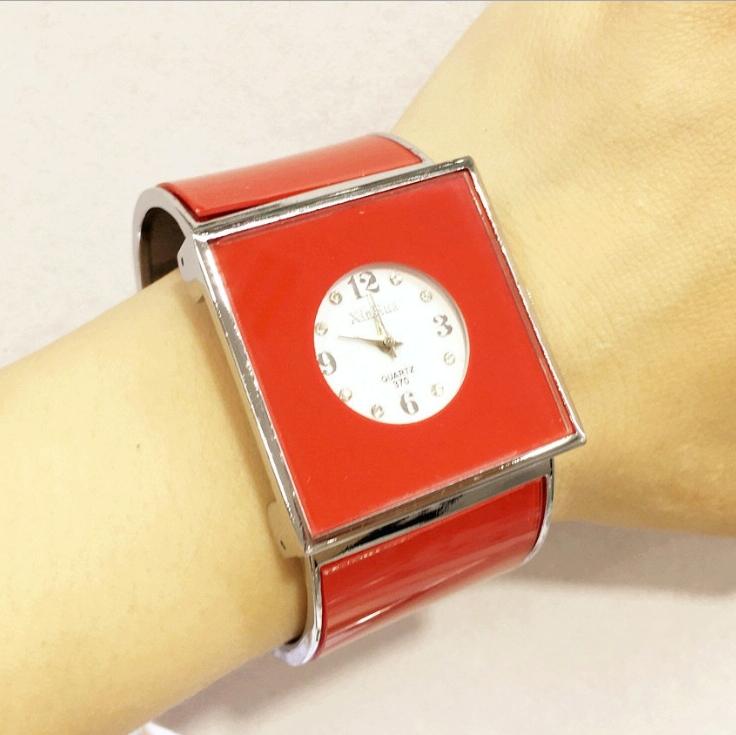 Women Square Dial Bracelet Watch - Large Face - White