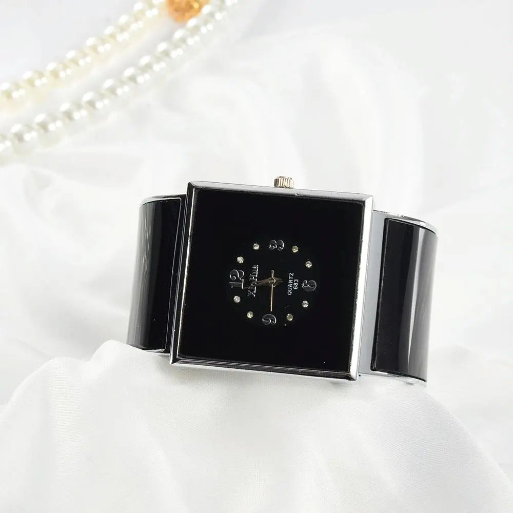 Women Square Dial Bracelet Watch - Large Face - White Femina Worldwide
