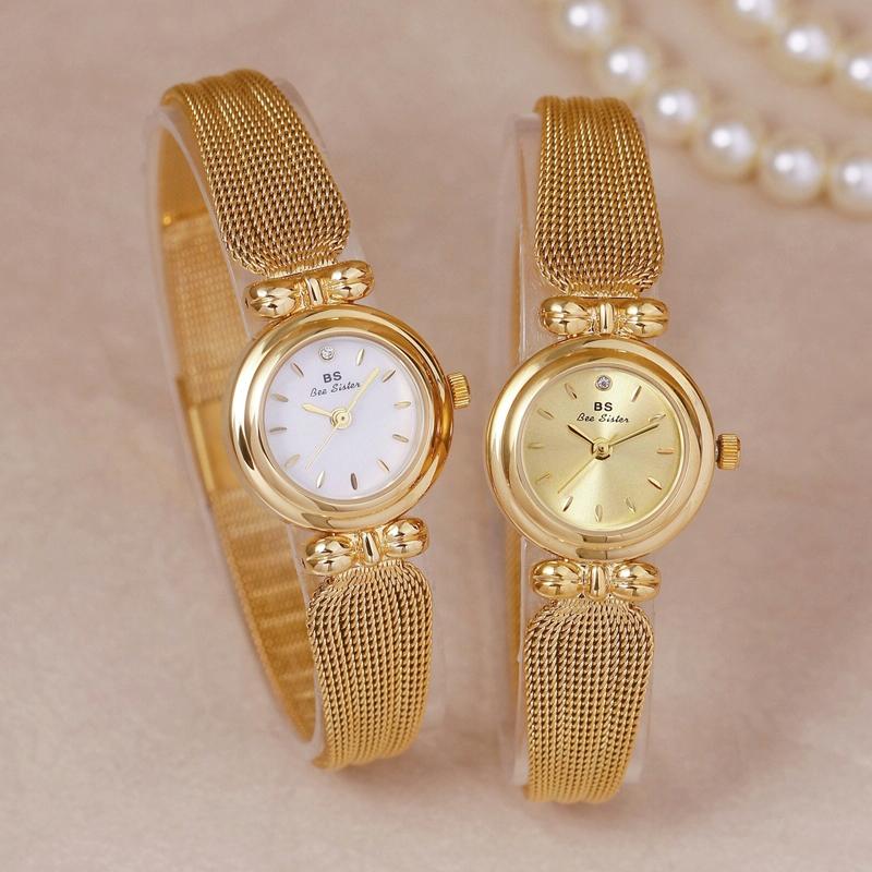 Retro Butterfly Mesh Watch for Women - 22mm Stainless Steel Strap - Golden White