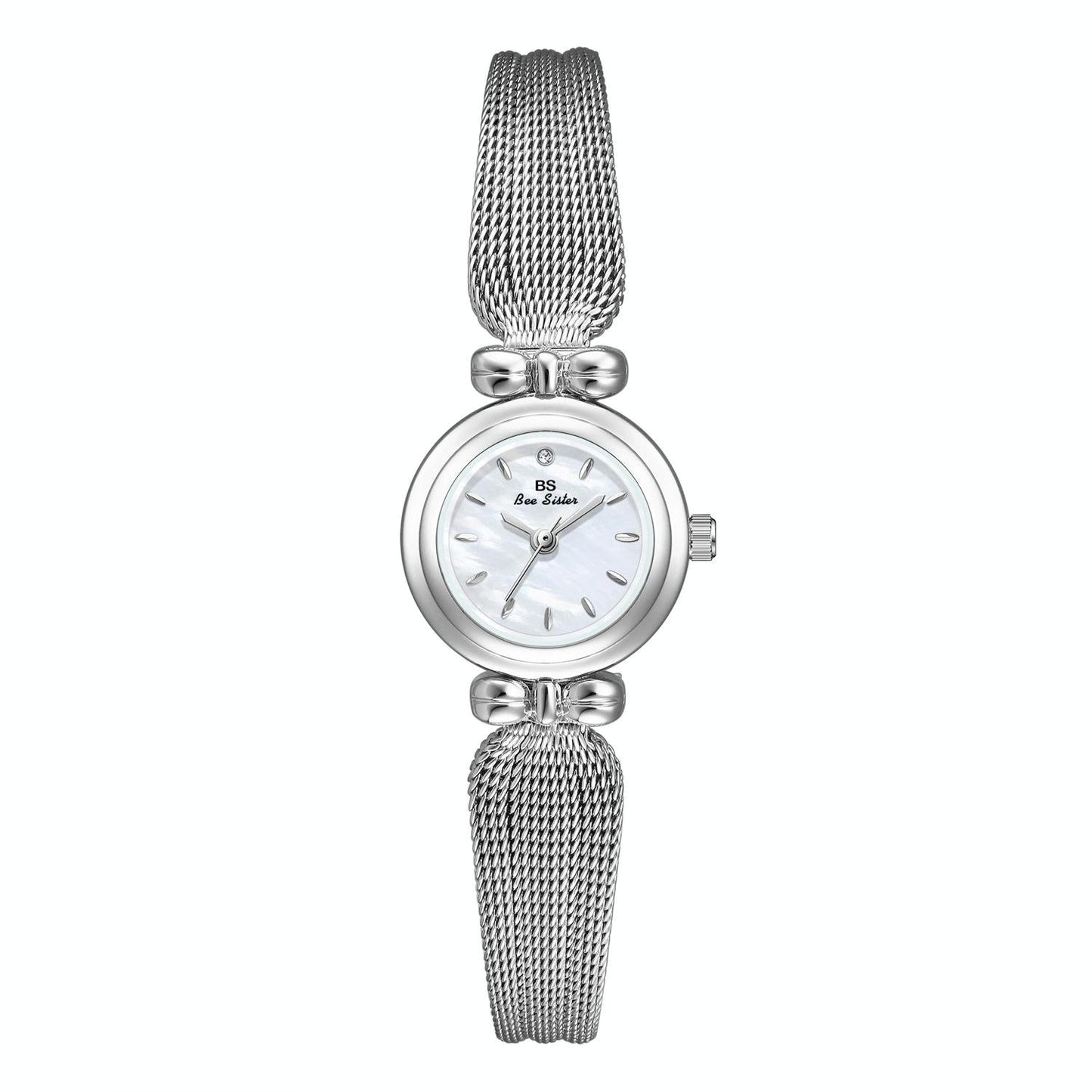 Retro Butterfly Mesh Watch for Women - 22mm Stainless Steel Strap - Golden White
