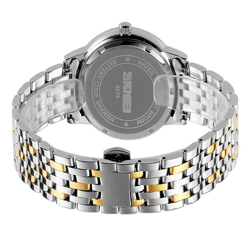 Waterproof Quartz Watch with Stainless Steel Buckle Strap for Women - Gold And Black