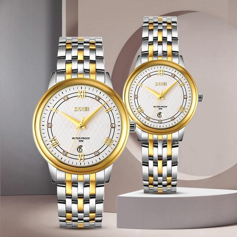 Waterproof Quartz Watch with Stainless Steel Buckle Strap for Women - Gold And Black