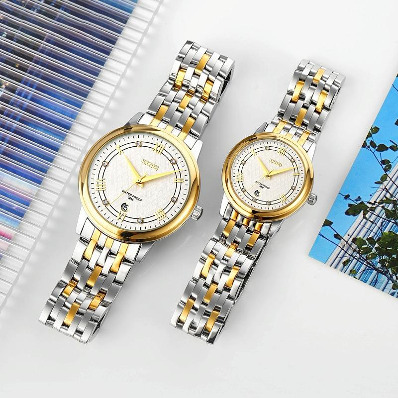 Waterproof Quartz Watch with Stainless Steel Buckle Strap for Women - Gold And Black