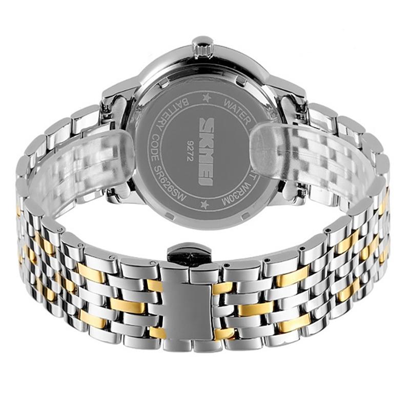 Waterproof Quartz Watch with Stainless Steel Buckle Strap for Women - Gold And Black