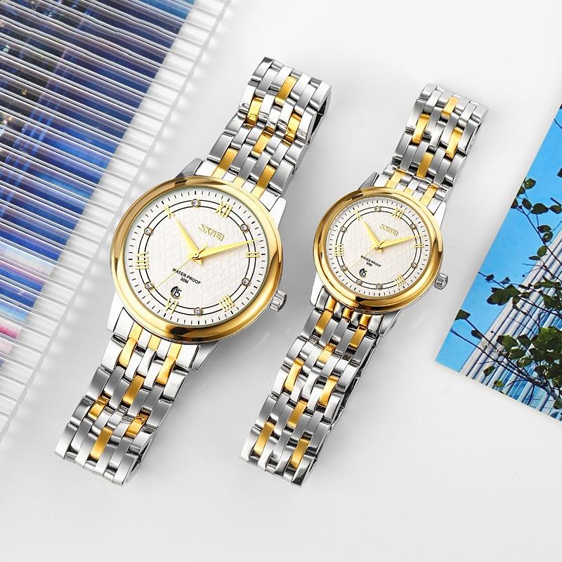 Waterproof Quartz Watch with Stainless Steel Buckle Strap for Women - Gold And Black