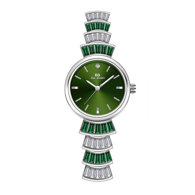 Women Diamond Symphony Wrist Watch with Inlaid Diamonds - Silver -Red