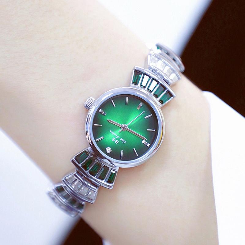Women Diamond Symphony Wrist Watch with Inlaid Diamonds - Silver -Red
