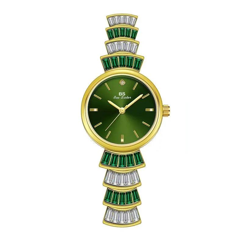 Women Diamond Symphony Wrist Watch with Inlaid Diamonds - Silver -Red Femina Worldwide
