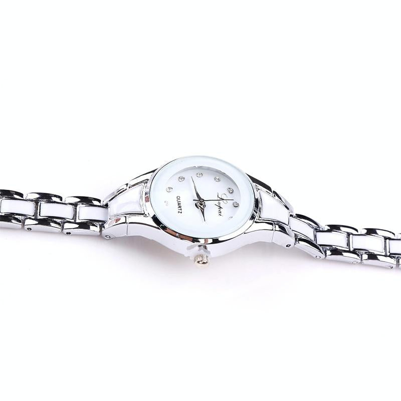 Women Stainless Steel Bracelet Watch with Two-tone Dial - Gold Black