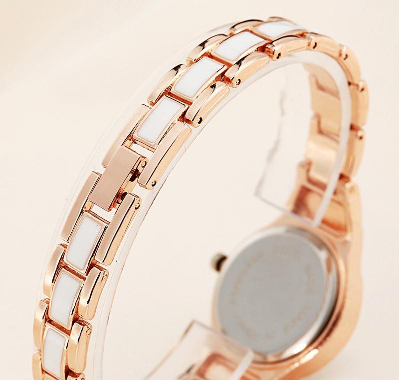 Women Stainless Steel Bracelet Watch with Two-tone Dial - Gold Black
