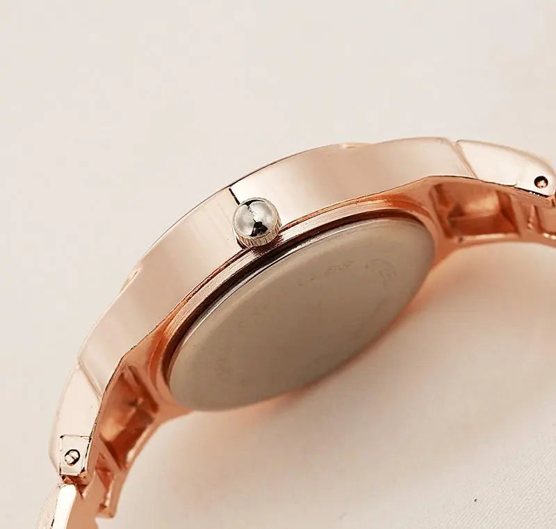 Women Stainless Steel Bracelet Watch with Two-tone Dial - Gold Black Femina Worldwide