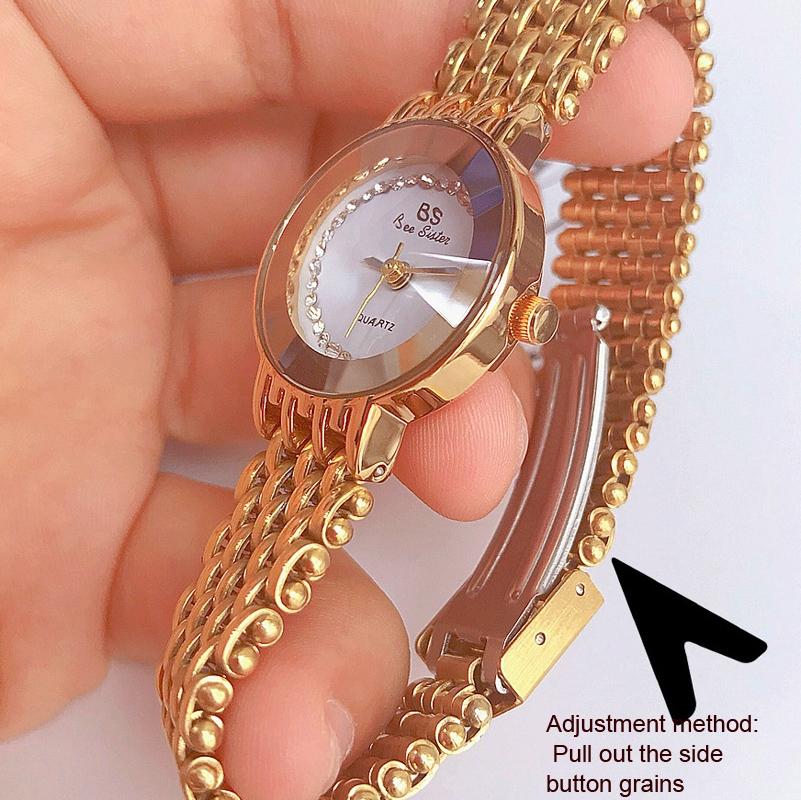 Stainless Steel Square Dial Women Watch with Simple Strap - Gold