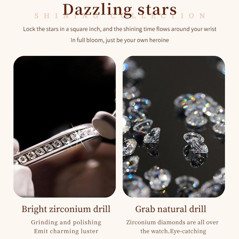 Waterproof Diamond Women Quartz Watch - Rose Gold Roman