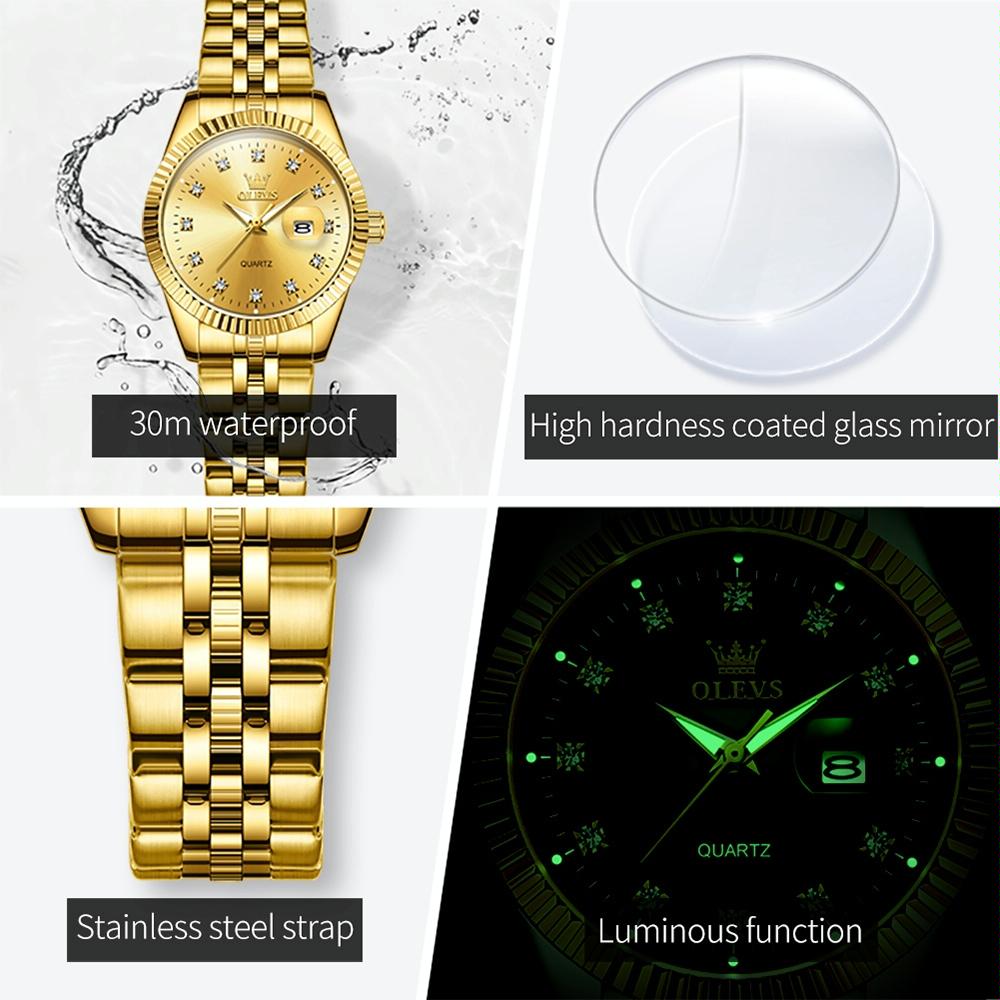 Women Luminous Diamond Quartz Watch - Waterproof - White