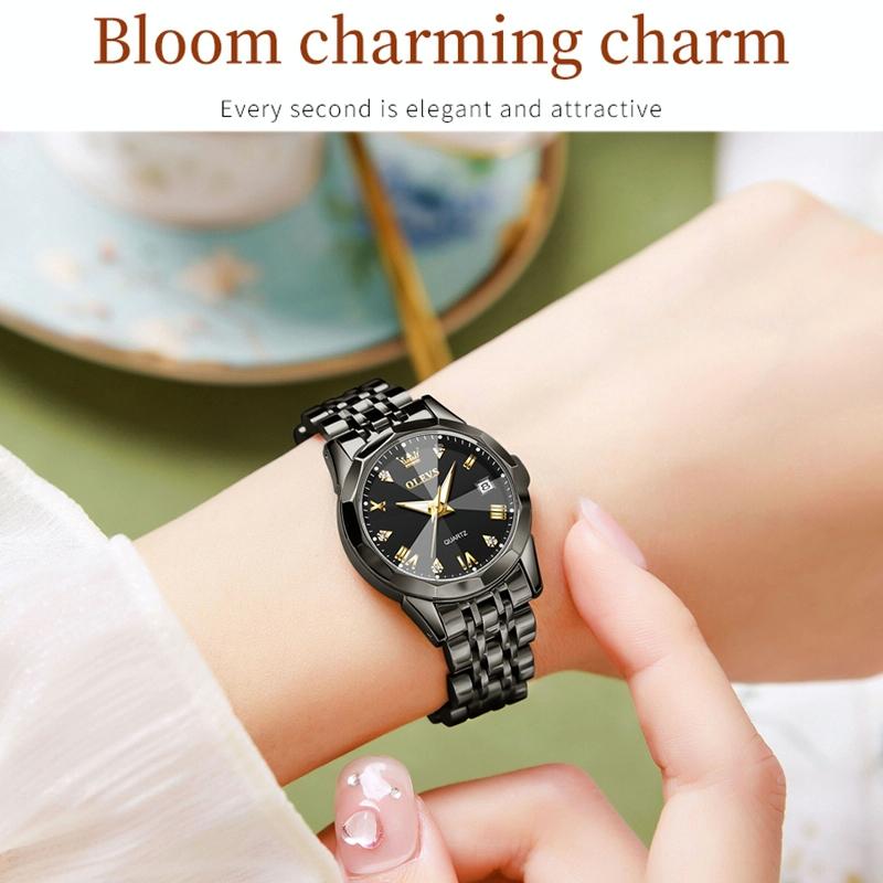 Waterproof Quartz Watch with Butterfly Buckle for Women - White + Silver