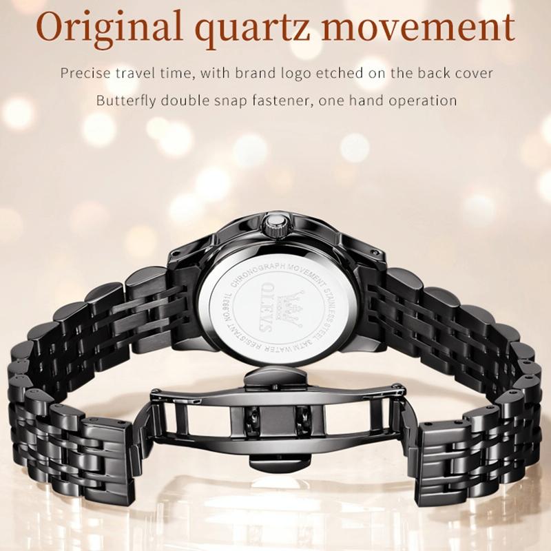 Waterproof Quartz Watch with Butterfly Buckle for Women - White + Silver