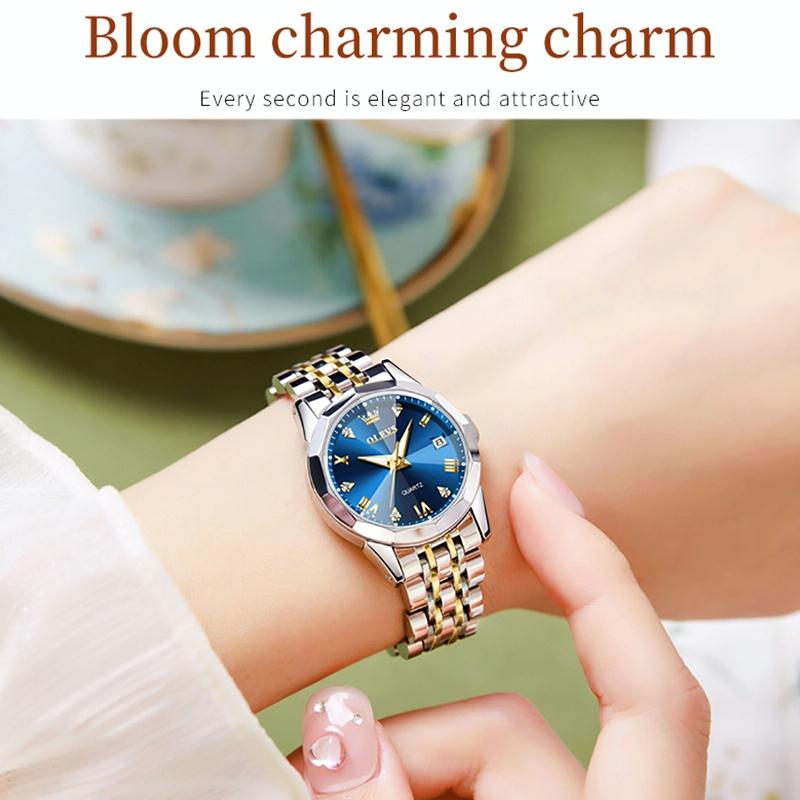 Waterproof Quartz Watch with Butterfly Buckle for Women - White + Silver